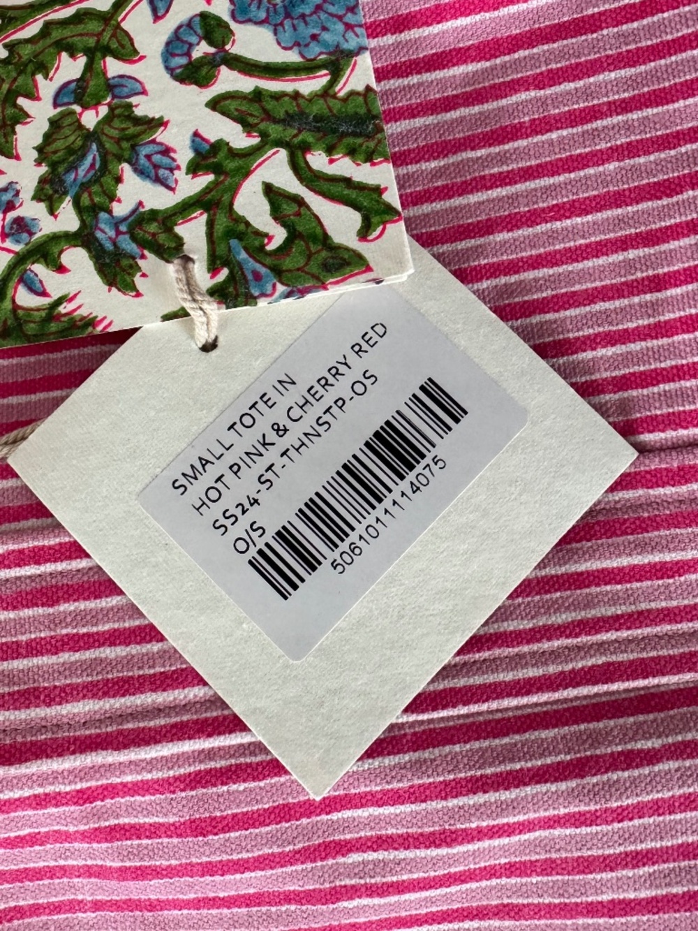 NWT SZ BLOCKPRINTS OVERSIZED COTTON CANVAS TOTE PINK/BLUE - Picture 12 of 13